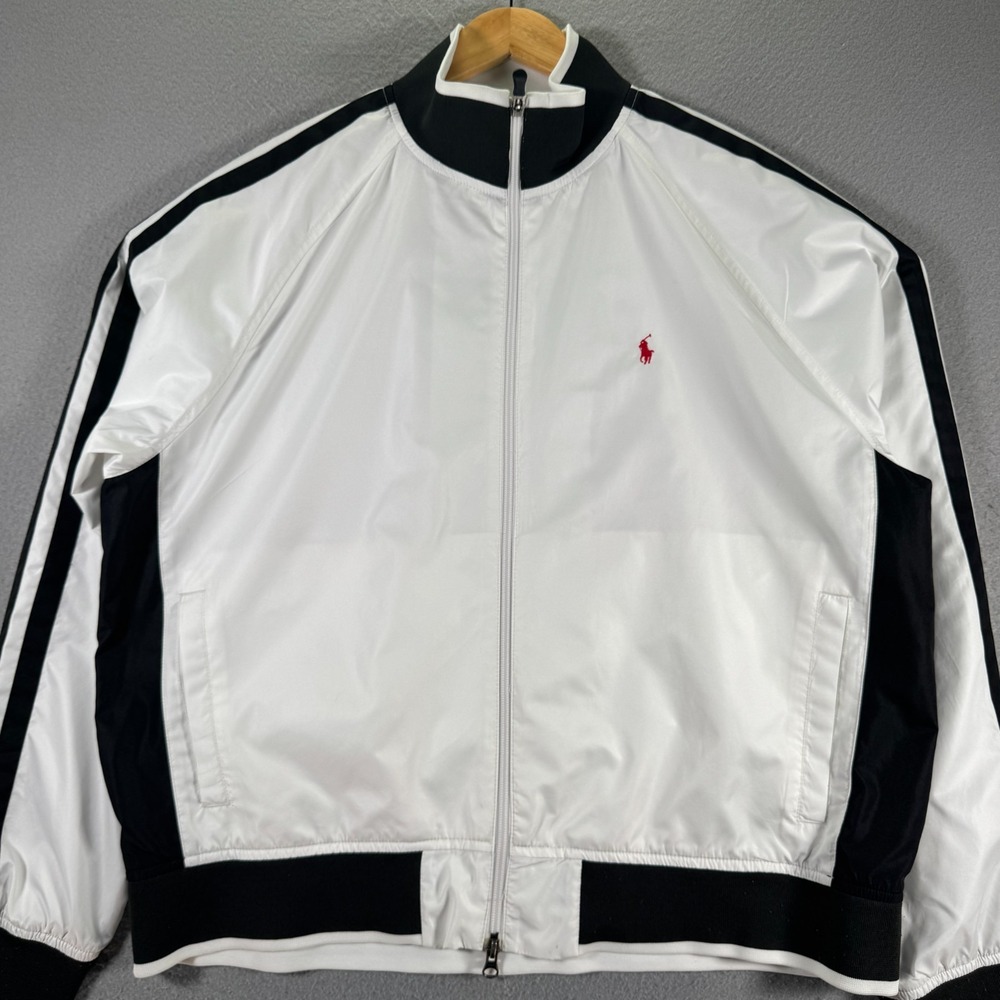 Vintage Polo Ralph Lauren Performance Windbreaker Jacket Mens 2XL White Mesh‎
